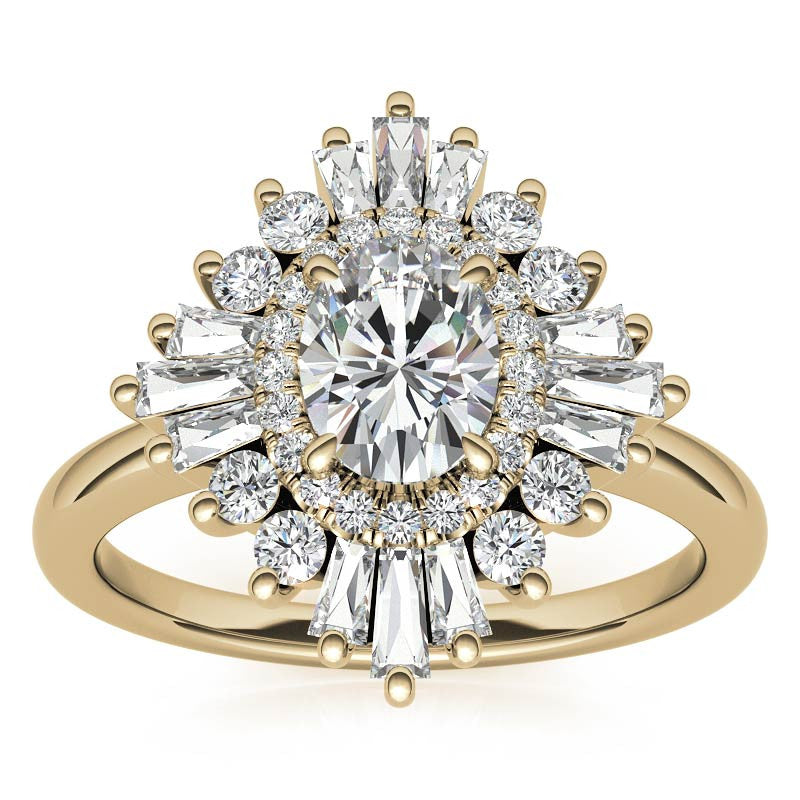 Art Deco Oval Moissanite Engagement Ring