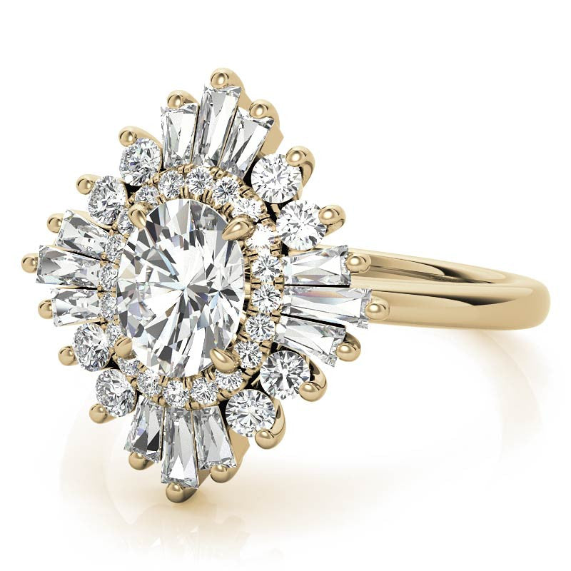 Art Deco Oval Moissanite Engagement Ring