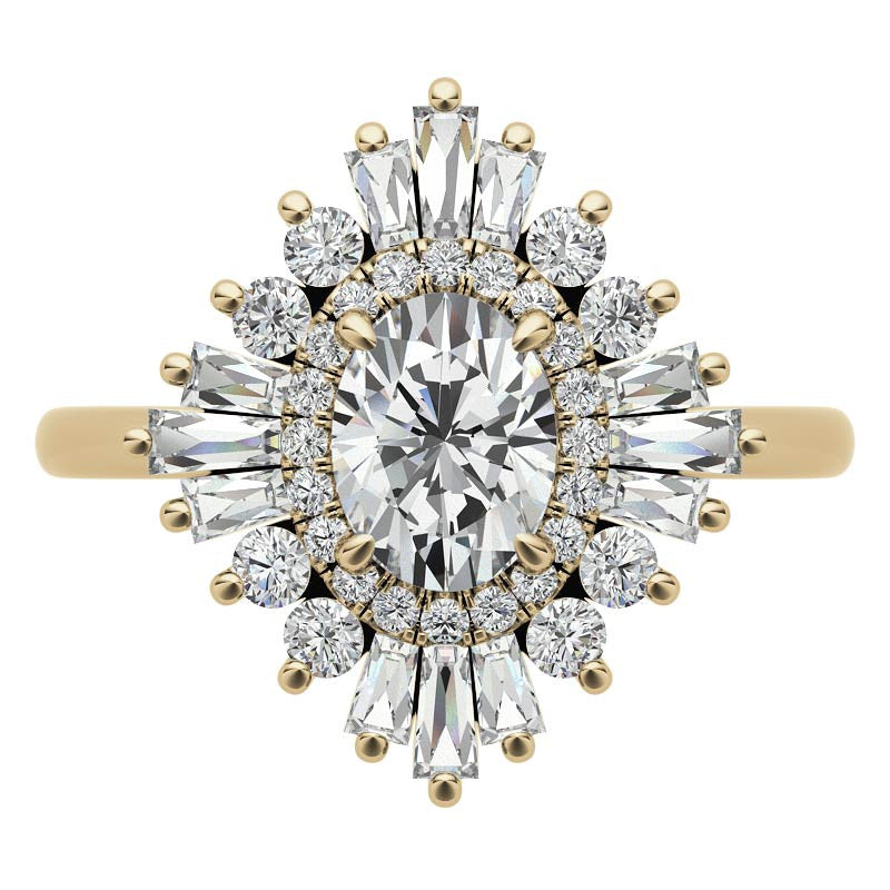 Art Deco Oval Moissanite Engagement Ring