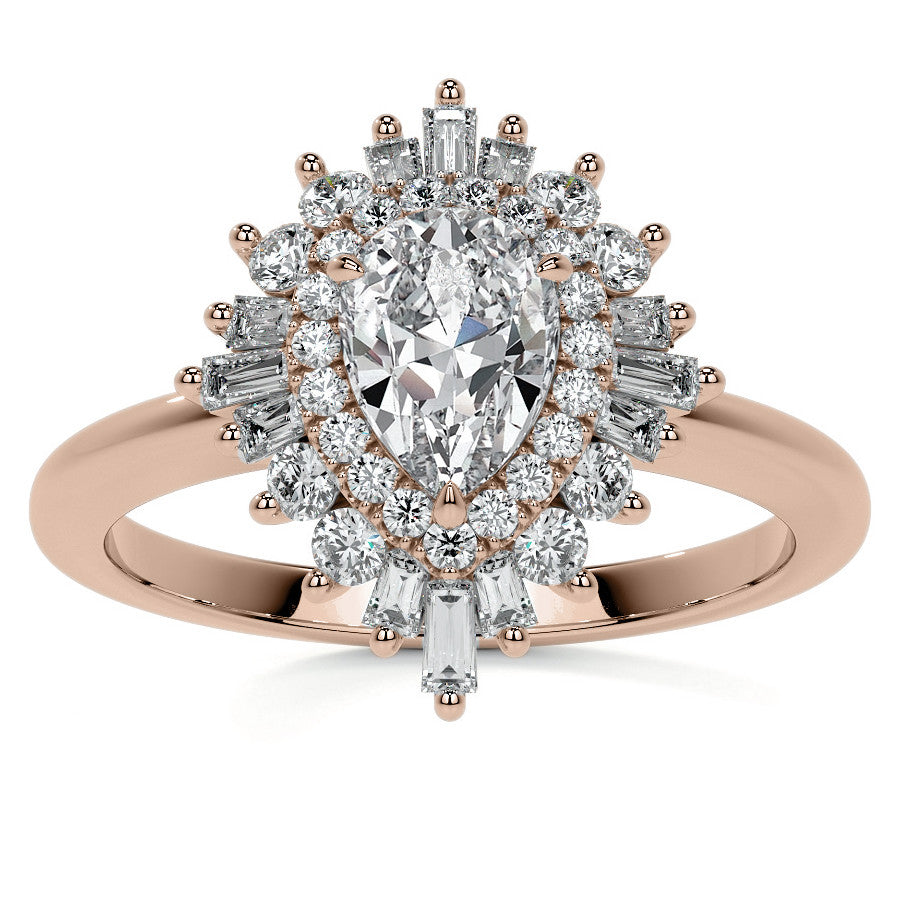 Art Deco Pear Moissanite Engagement Ring