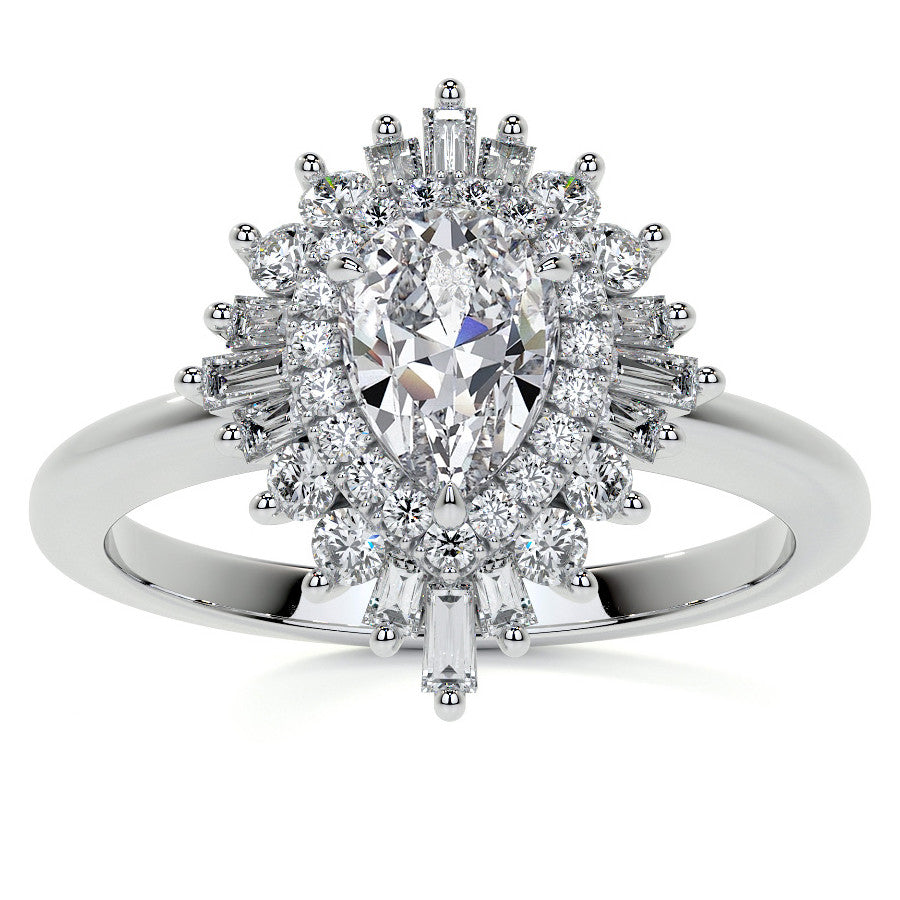Art Deco Pear Moissanite Engagement Ring