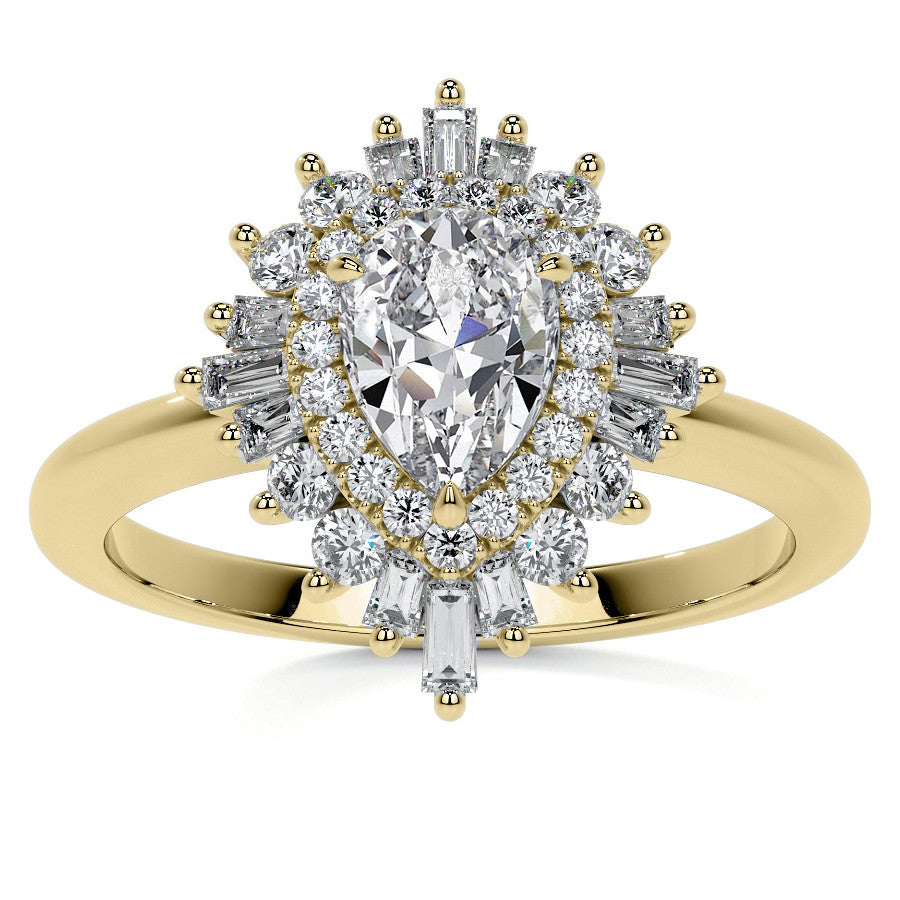 Art Deco Pear Moissanite Engagement Ring