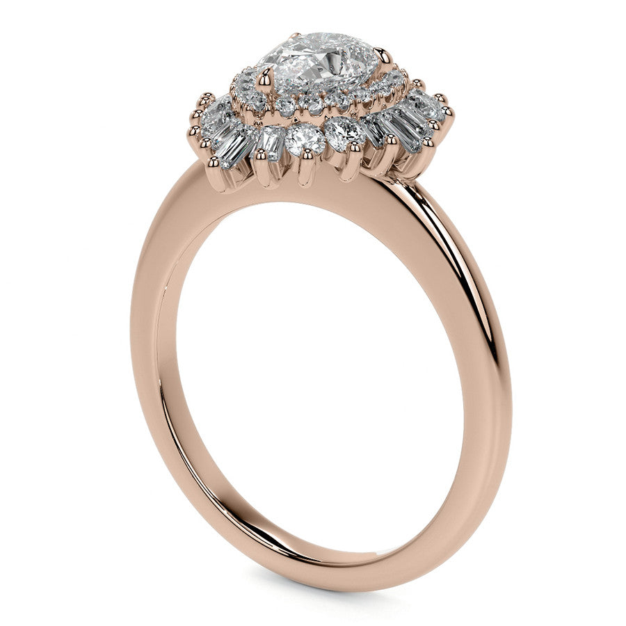 Art Deco Pear Moissanite Engagement Ring