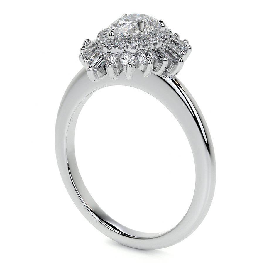 Art Deco Pear Moissanite Engagement Ring
