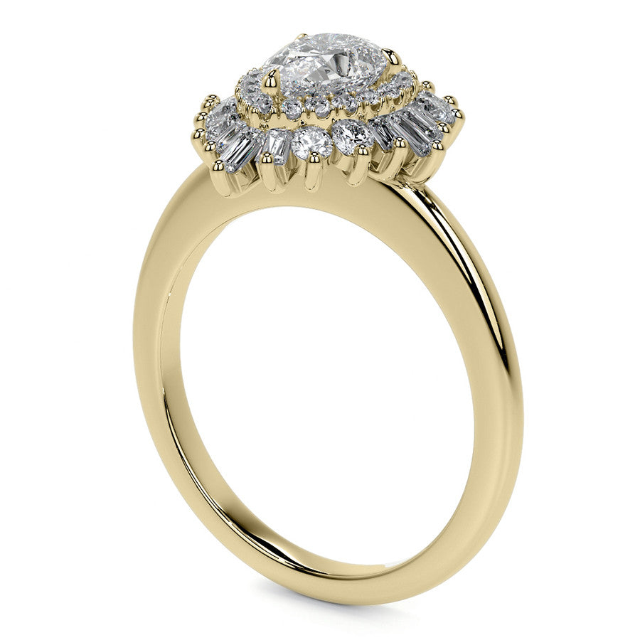 Art Deco Pear Moissanite Engagement Ring