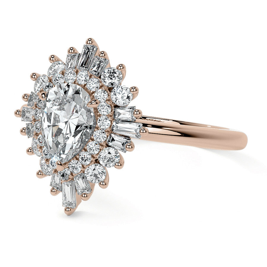 Art Deco Pear Moissanite Engagement Ring