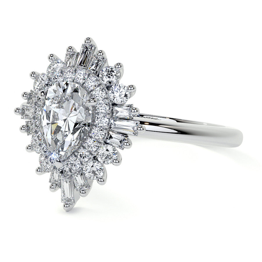 Art Deco Pear Moissanite Engagement Ring