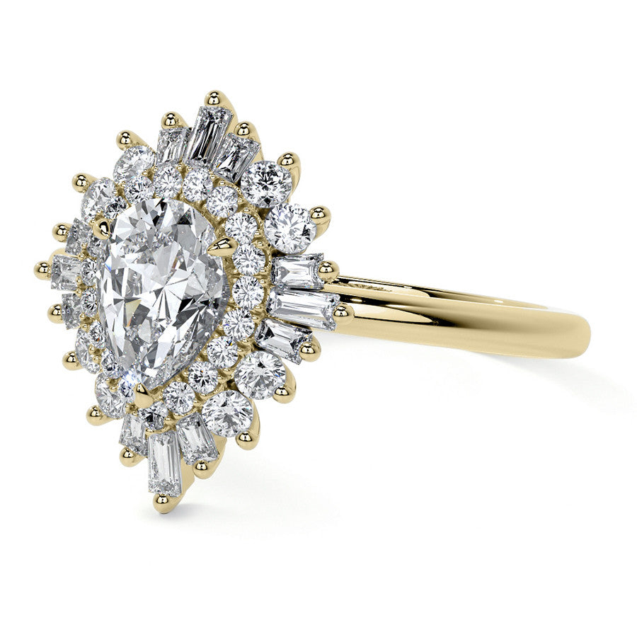 Art Deco Pear Moissanite Engagement Ring