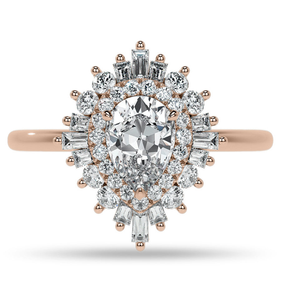 Art Deco Pear Moissanite Engagement Ring