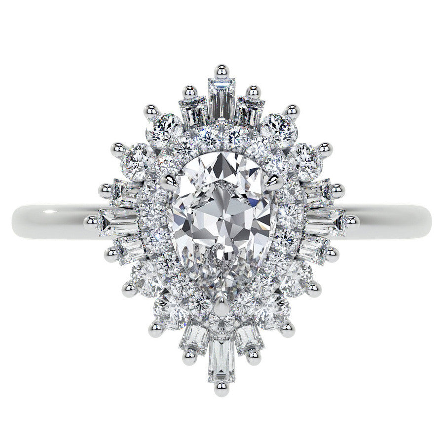 Art Deco Pear Moissanite Engagement Ring