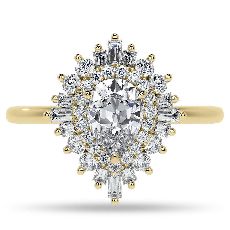Art Deco Pear Moissanite Engagement Ring