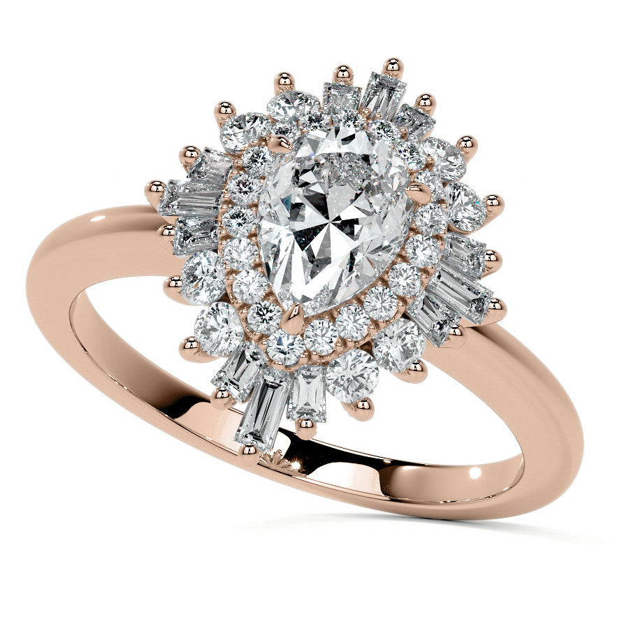 Art Deco Pear Moissanite Engagement Ring