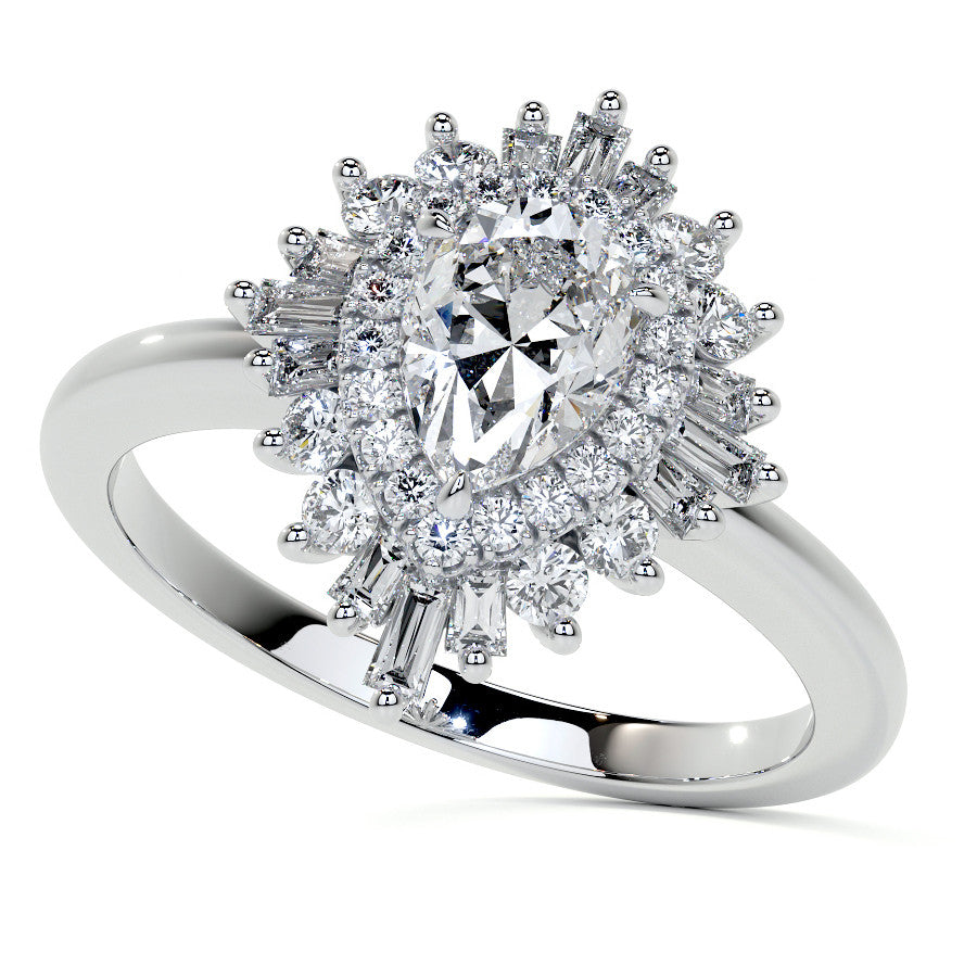 Art Deco Pear Moissanite Engagement Ring