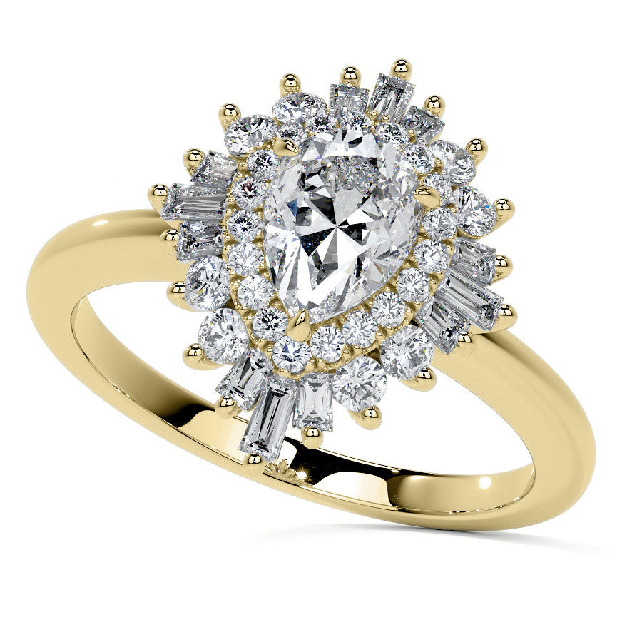 Art Deco Pear Moissanite Engagement Ring