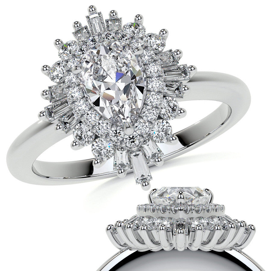 Art Deco Pear Moissanite Engagement Ring