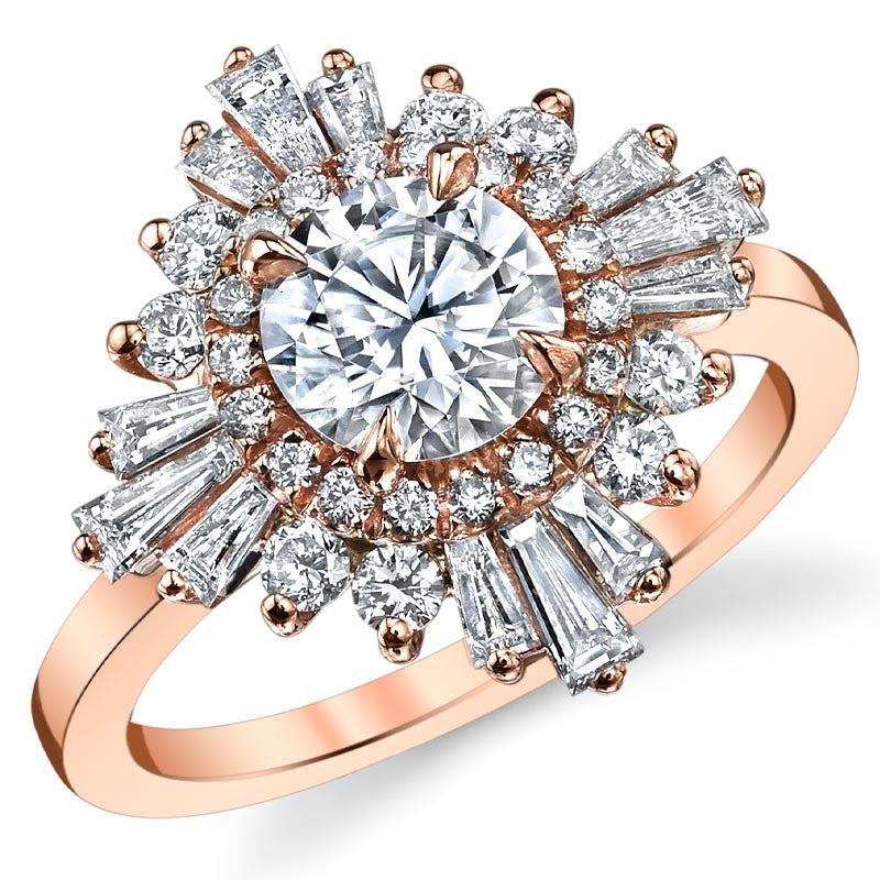 Art Deco Round Moissanite Engagement Ring