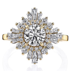 Art Deco Round Moissanite Engagement Ring