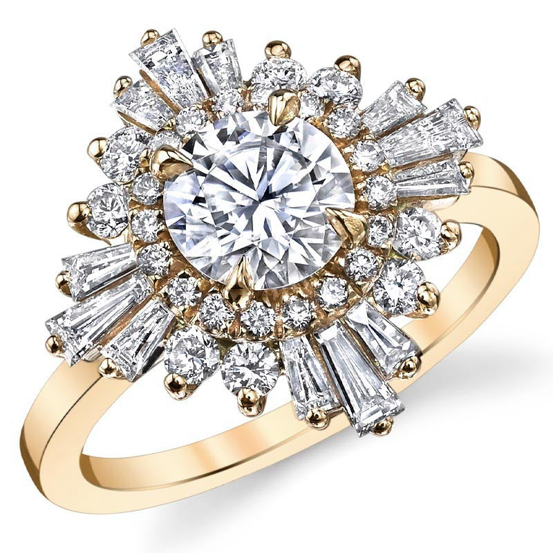 Art Deco Round Moissanite Engagement Ring