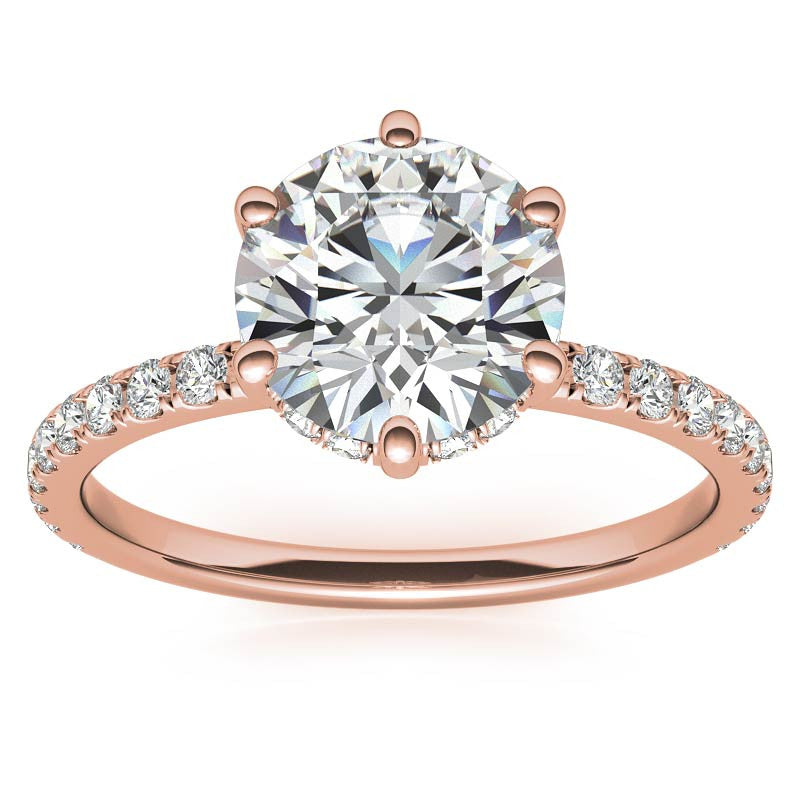 Round Brilliant Moissanite Engagement Ring with Diamond Accented