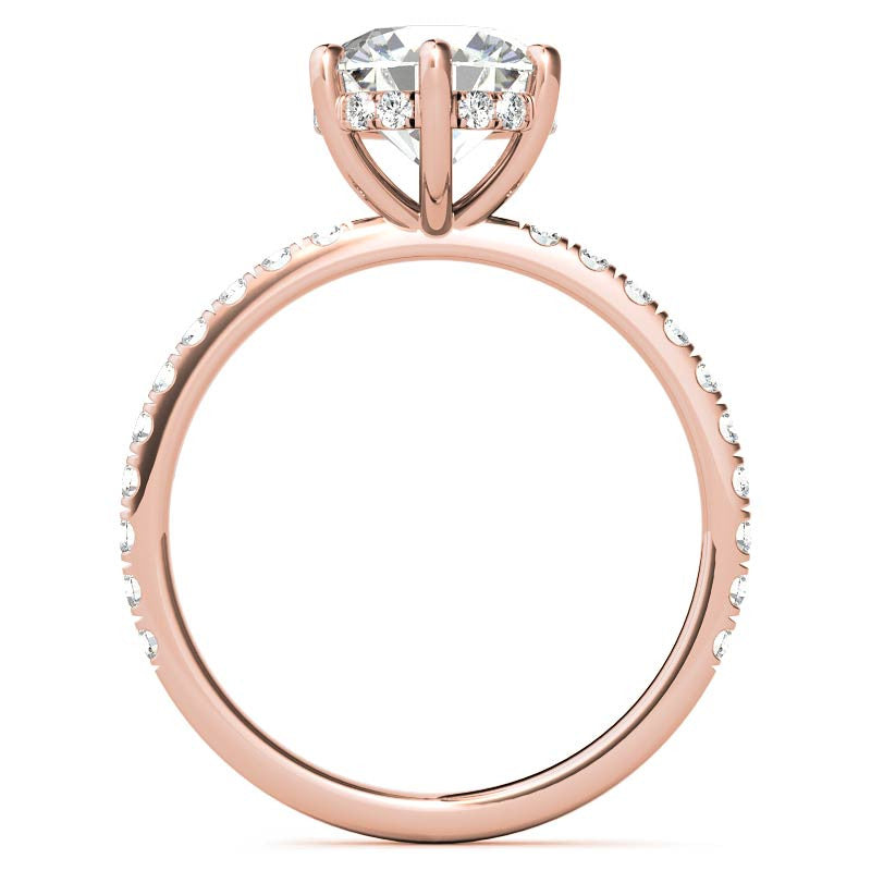 Round Brilliant Moissanite Engagement Ring with Diamond Accented