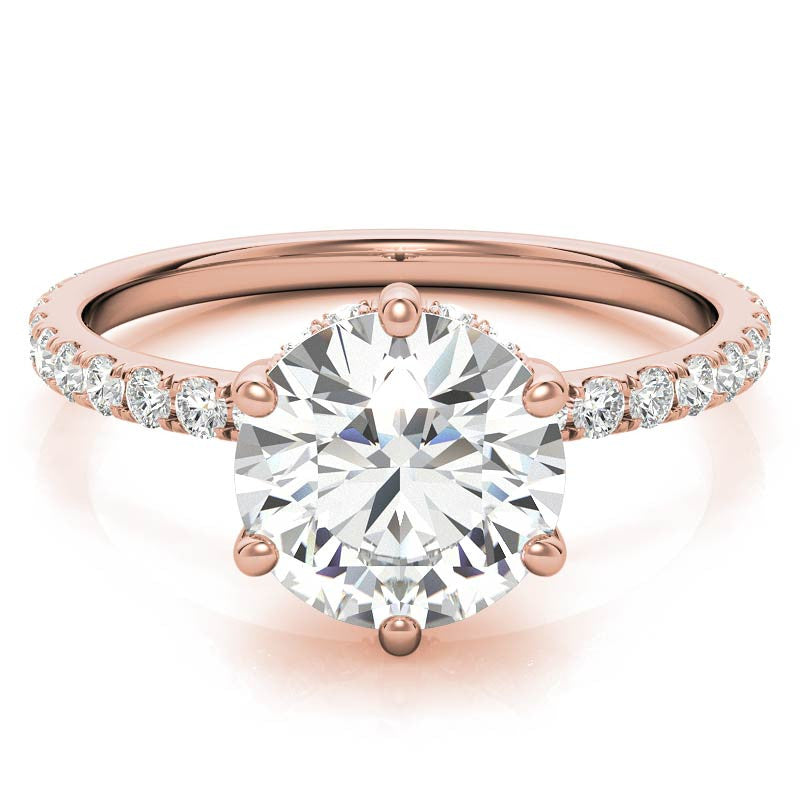 Round Brilliant Moissanite Engagement Ring with Diamond Accented