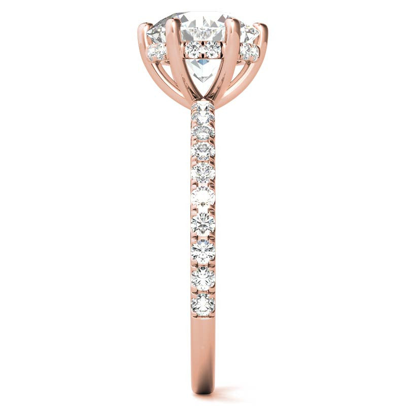 Round Brilliant Moissanite Engagement Ring with Diamond Accented