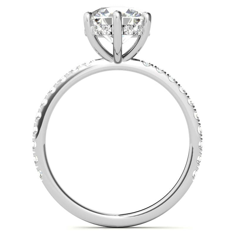 Round Brilliant Moissanite Engagement Ring with Diamond Accented