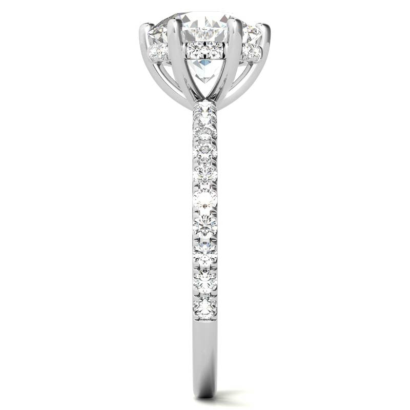 Round Brilliant Moissanite Engagement Ring with Diamond Accented