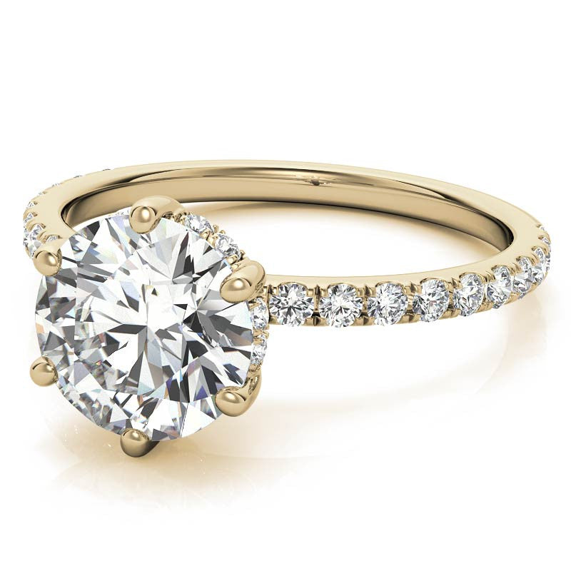 Round Brilliant Moissanite Engagement Ring with Diamond Accented