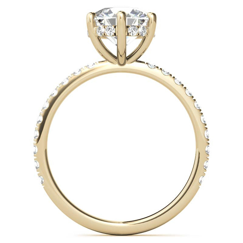 Round Brilliant Moissanite Engagement Ring with Diamond Accented