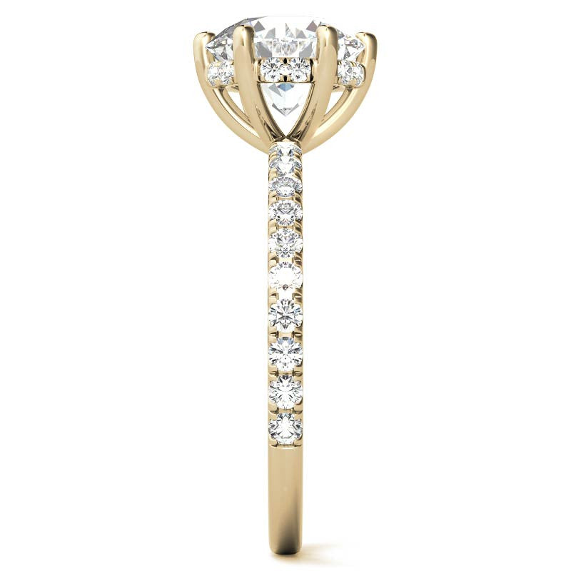 Round Brilliant Moissanite Engagement Ring with Diamond Accented