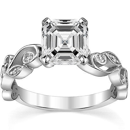 Floral Scroll Moissanite Engagement Ring