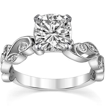 Floral Scroll Moissanite Engagement Ring