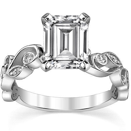 Floral Scroll Moissanite Engagement Ring