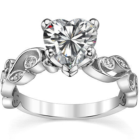 Floral Scroll Moissanite Engagement Ring