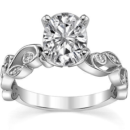 Floral Scroll Moissanite Engagement Ring