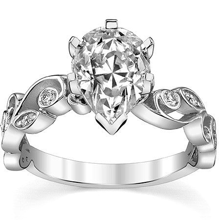 Floral Scroll Moissanite Engagement Ring