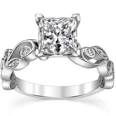 Floral Scroll Moissanite Engagement Ring