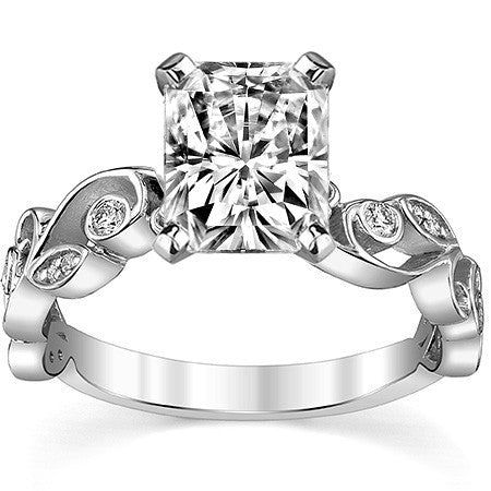 Floral Scroll Moissanite Engagement Ring