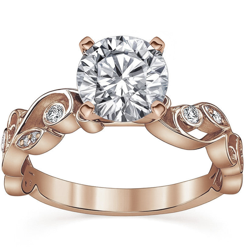 Floral Scroll Moissanite Engagement Ring