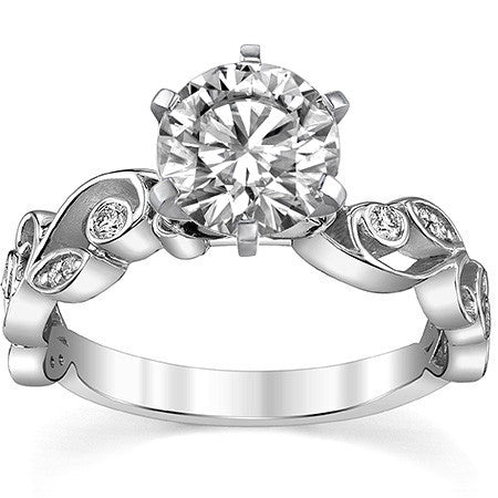 Floral Scroll Moissanite Engagement Ring