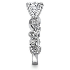 Floral Scroll Moissanite Engagement Ring