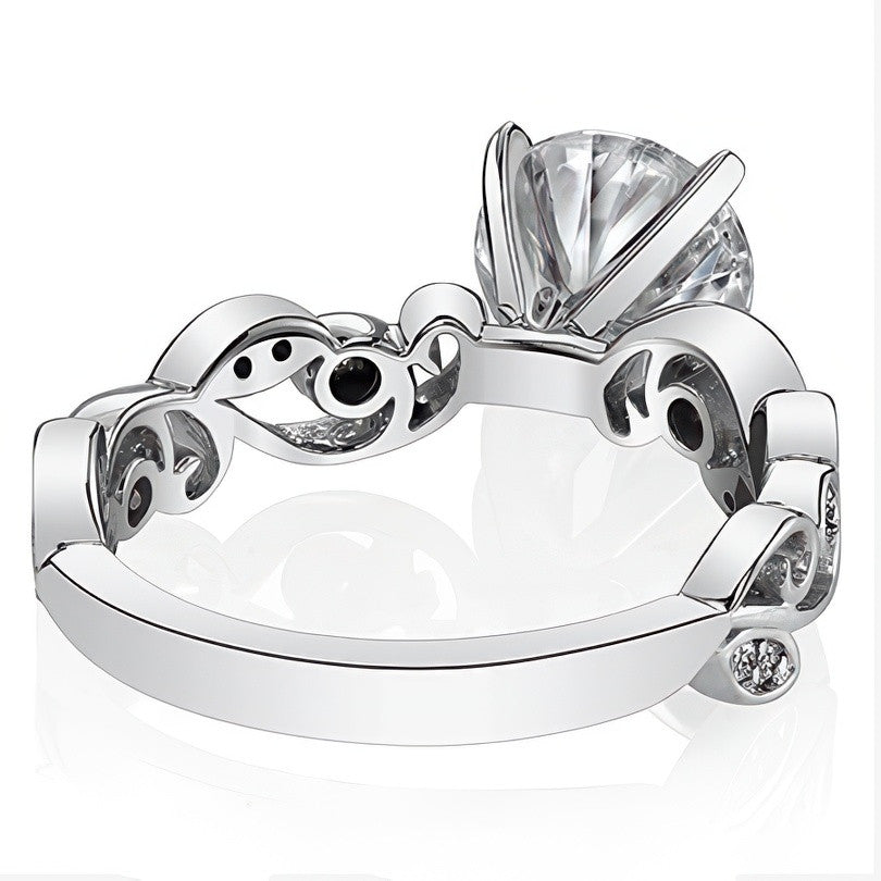 Floral Scroll Moissanite Engagement Ring
