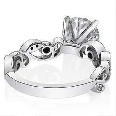 Floral Scroll Moissanite Engagement Ring