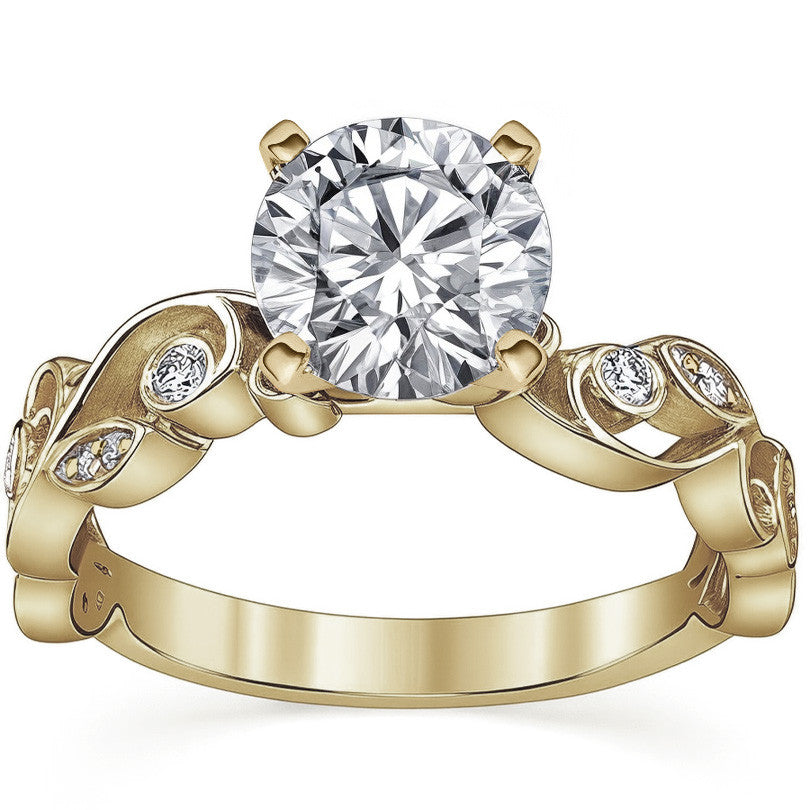 Floral Scroll Moissanite Engagement Ring