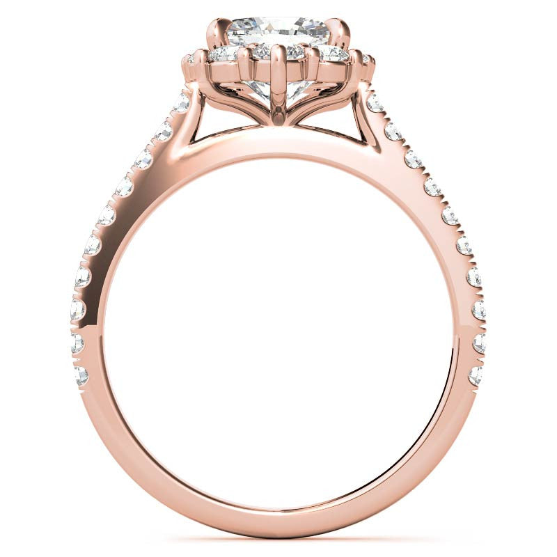Cushion Moissanite Graduated Halo Engagement Ring