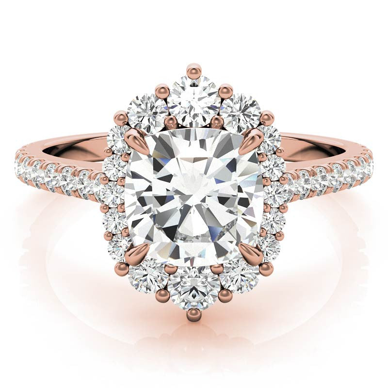 Cushion Moissanite Graduated Halo Engagement Ring