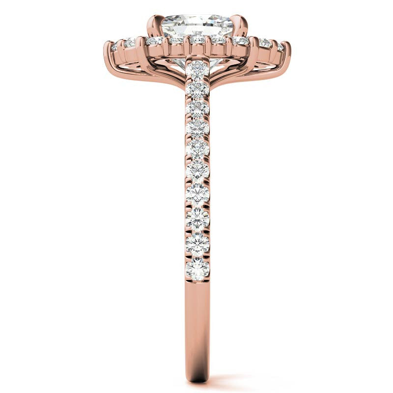 Cushion Moissanite Graduated Halo Engagement Ring