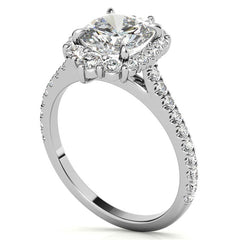 Cushion Moissanite Graduated Halo Engagement Ring