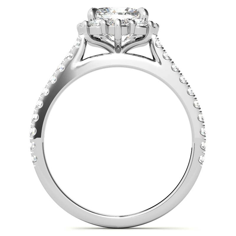 Cushion Moissanite Graduated Halo Engagement Ring